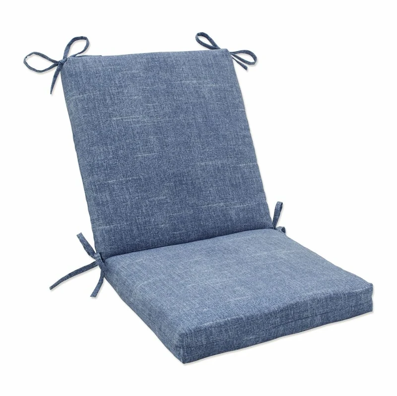 Pillow Perfect Outdoor | Indoor Tory Denim Squared Corners Chair Cushion, 36.5 X 18 X 3, Blue