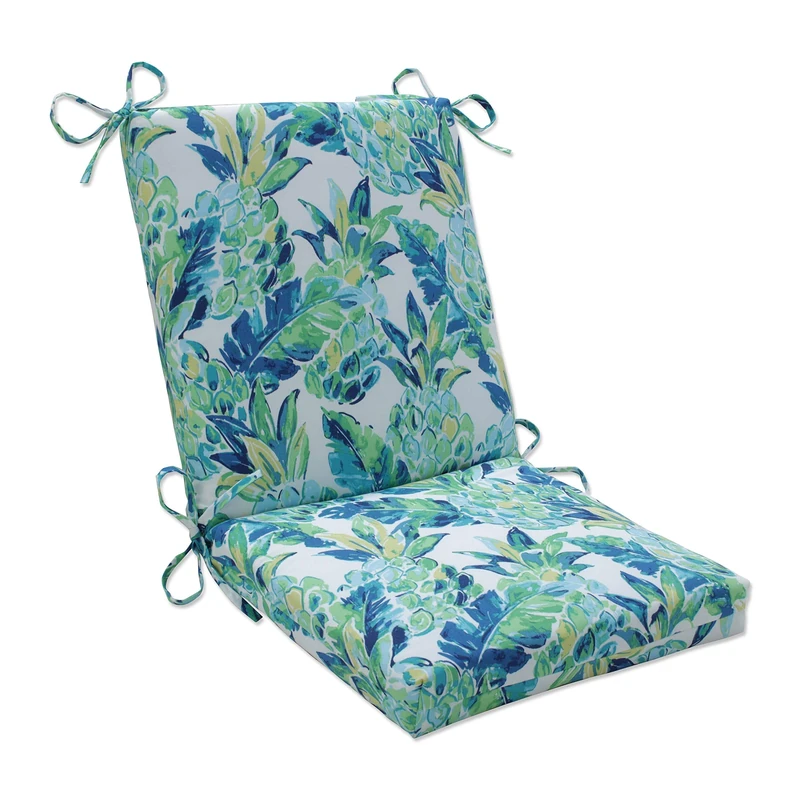 Pillow Perfect Outdoor | Indoor Vida Opal Squared Corners Chair Cushion, 36.5 X 18 X 3, Blue