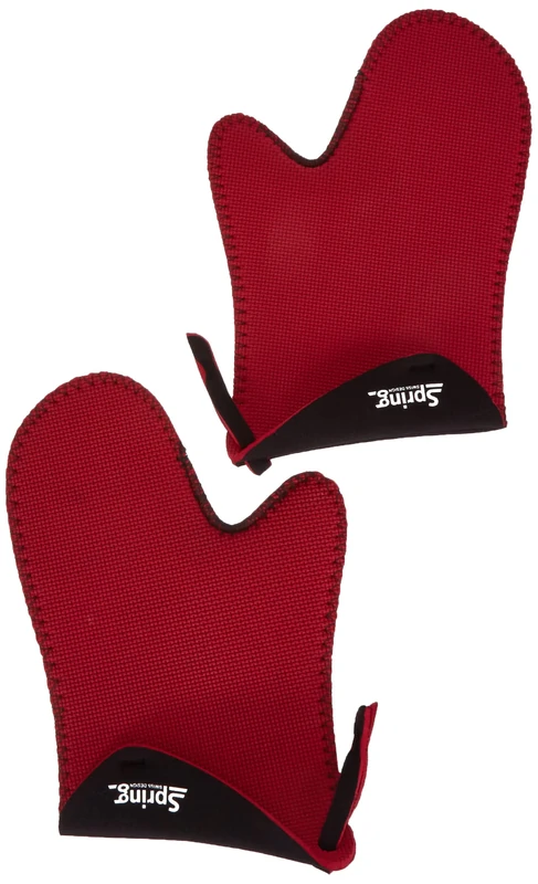Spring GRIPS Oven Gloves Heat Resistant Neoprene -40° to 250°C Non-Slip Universal Size 23 x 15 cm Red Oven Gloves Set