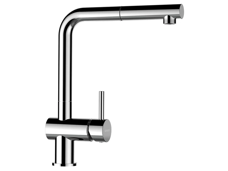 SCHOCK EPOS Chrome Low-Pressure Mixer Tap with Extendible Hose Spray 360° Rotatable Stainless Steel Modern Design