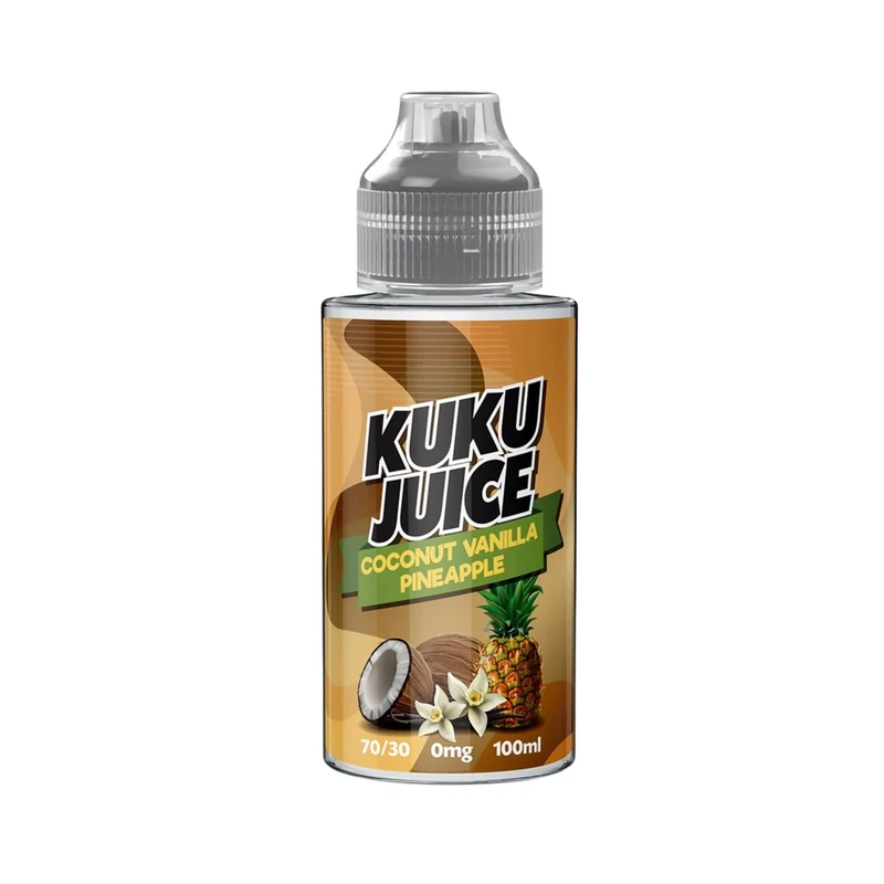 KUKU JUICE E liquid Coconut vinilla pineapple vape liquid - Crafted with a 70VG/30PG vape juice Blend - 100ml Short fill - Image 1