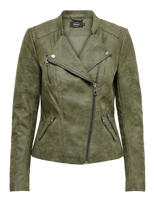 ONLY Women's Onlava Faux Leather Biker OTW Noos Jacket, Kalamata, 4