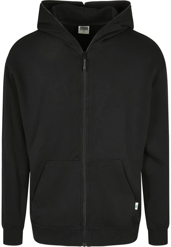 Urban Classics Men's Organic Full Zip Hoodie, Men's Hoodie, Available in Many, Sizes S to 5XL, black, S