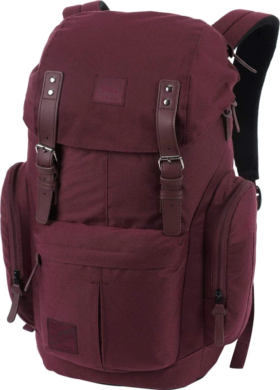 Nitro Daypacker Everyday Backpack in Retro Look with Padded Laptop Compartment, School Backpack, Hiking Backpack or Street Pack, 32 L, Wine Red, standard size, Vintage Style