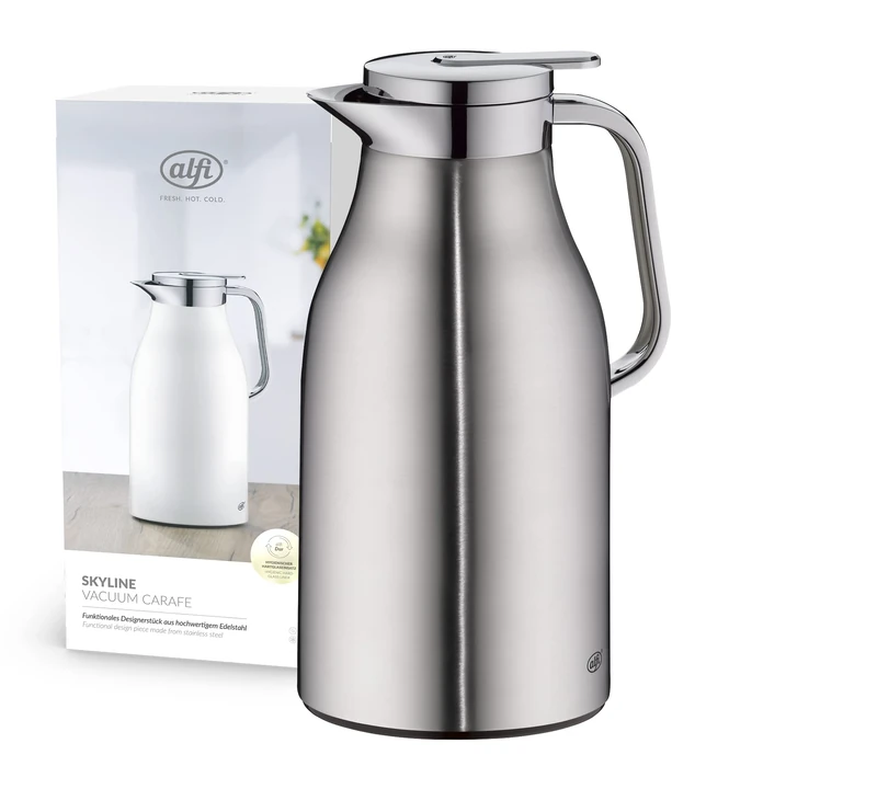 ALFI Thermos Flask, Body Plastic Handle Glass Insert, Matte Stainless Steel, 1,5 Liter