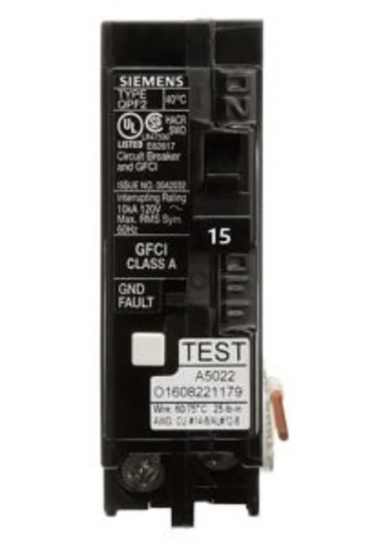 Siemens QF115AN 15 Amp 1-Pole GFCI Plug-On Neutral Circuit Breaker, Black