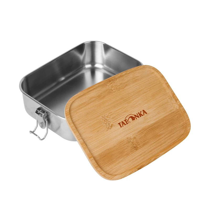 Tatonka Stainless Steel Lunch Box I 800 ml Bamboo - Bread Box with Bamboo Lid and Swing Top - Unbreakable, Non-Toxic, Dishwasher Safe, Plastic Free and BPA Free - 0.8 L