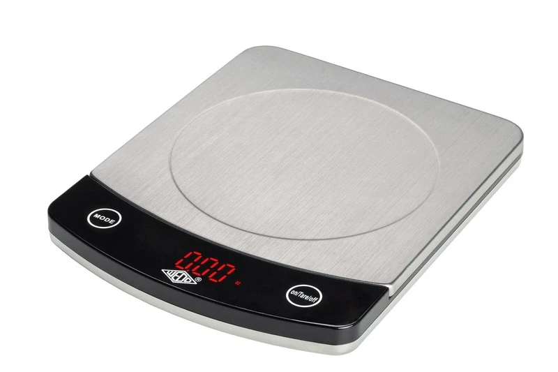 WEDO 48110054 Scales Professional Steel 10 kg Graduation 1 g / 2 g with Tare Function Battery Operated Stainless Steel Silver/Black