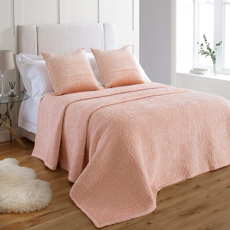 Paoletti Brooklands Bedspread, Blush, 265 x 265cm