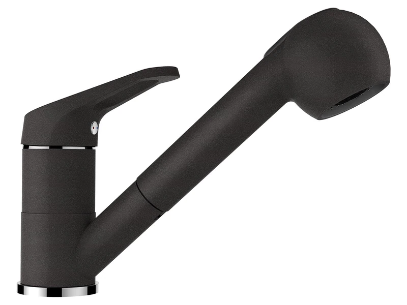 SCHOCK® Cosmo Onyx Kitchen Tap I Black High Pressure Tap with Extendible Hose Spray I Sink Tap with Jet & Shower Function I 179 mm Height I Flexible Connection Hoses 450 mm
