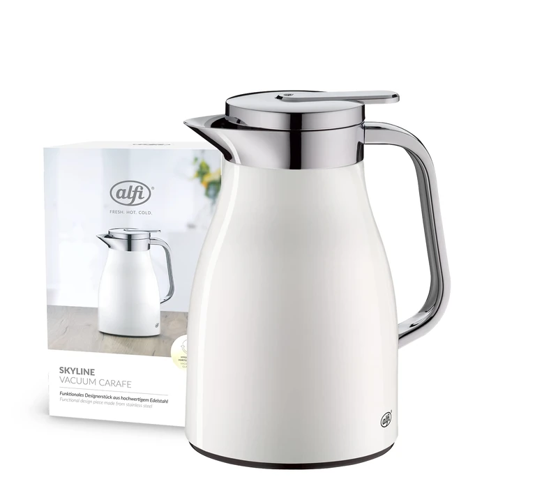 ALFI Thermos Flask, Stainless steel body Plastic handle Glass insert, Coconut White, 0,65 Liter