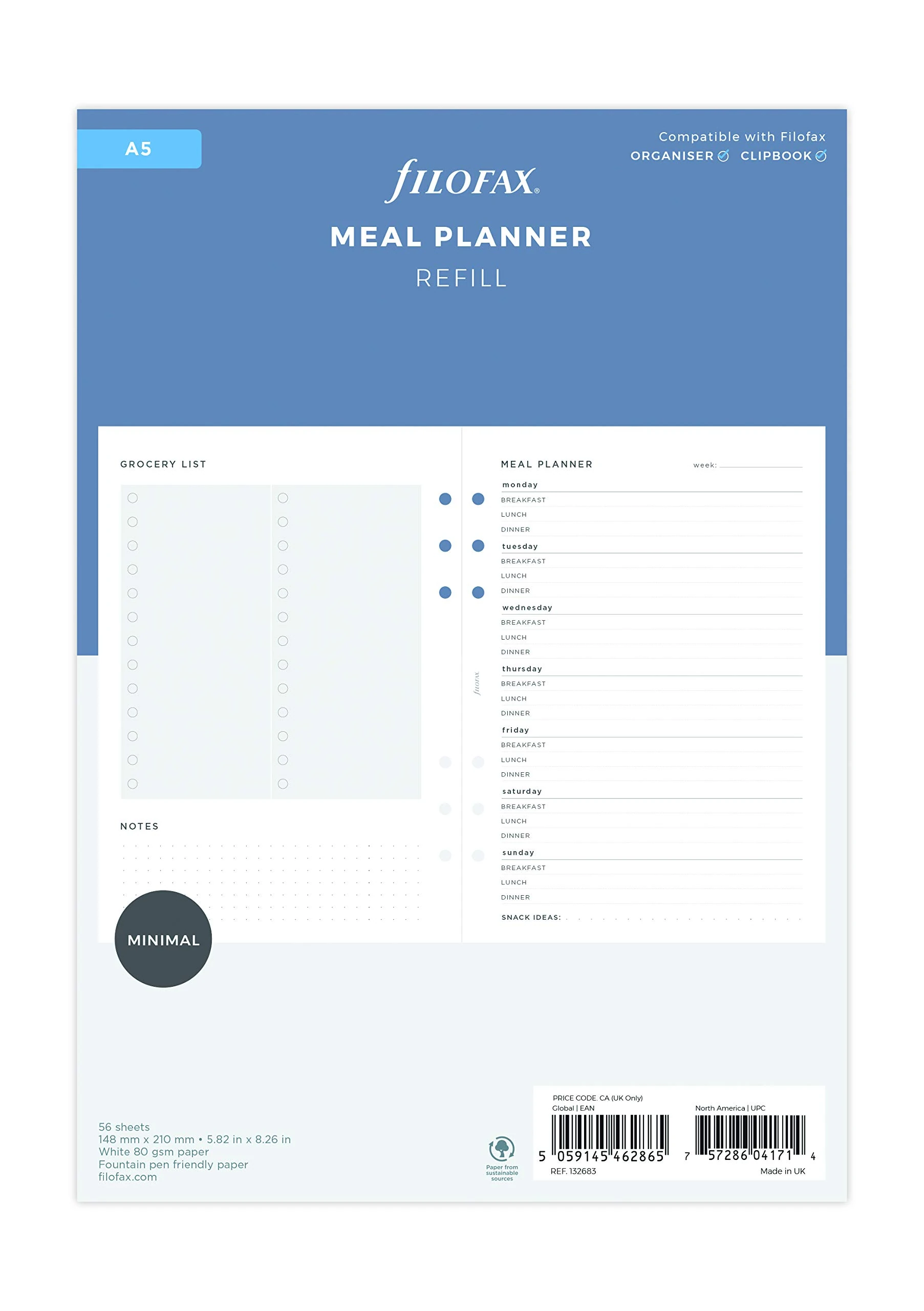 A5 Minimal Meal Planner