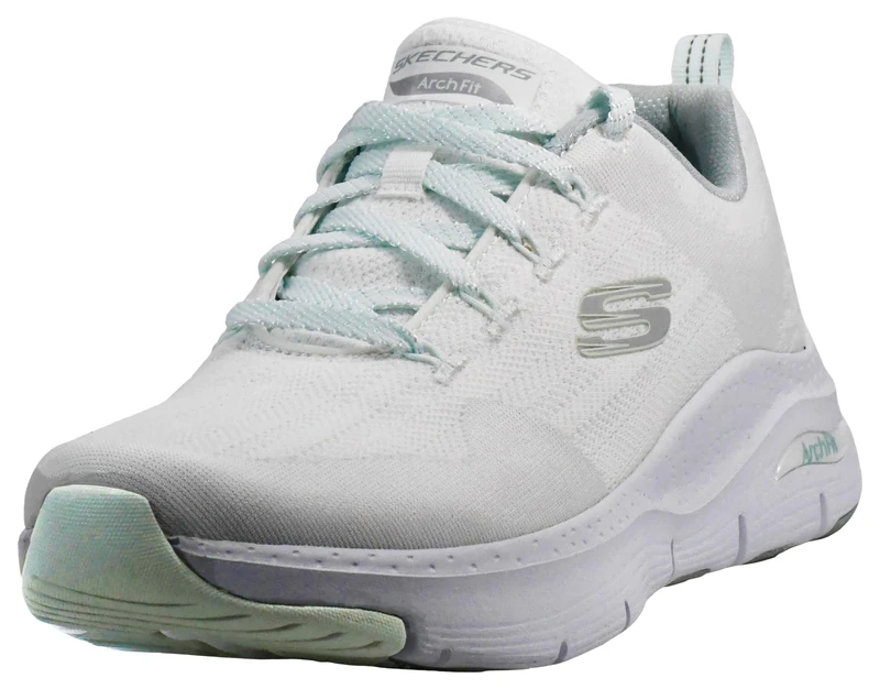 Skechers Women's Arch Fit Keep It Up Trainers, Grey, White Mint Wmnt, 4 UK