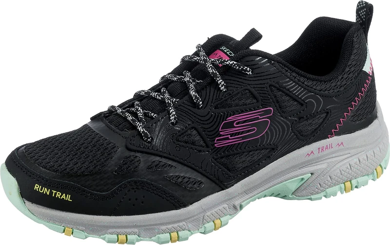 Skechers Women's Hillcrest Pure Escapade Sneaker, Black Leather/Mesh/Multi Trim, 8 UK