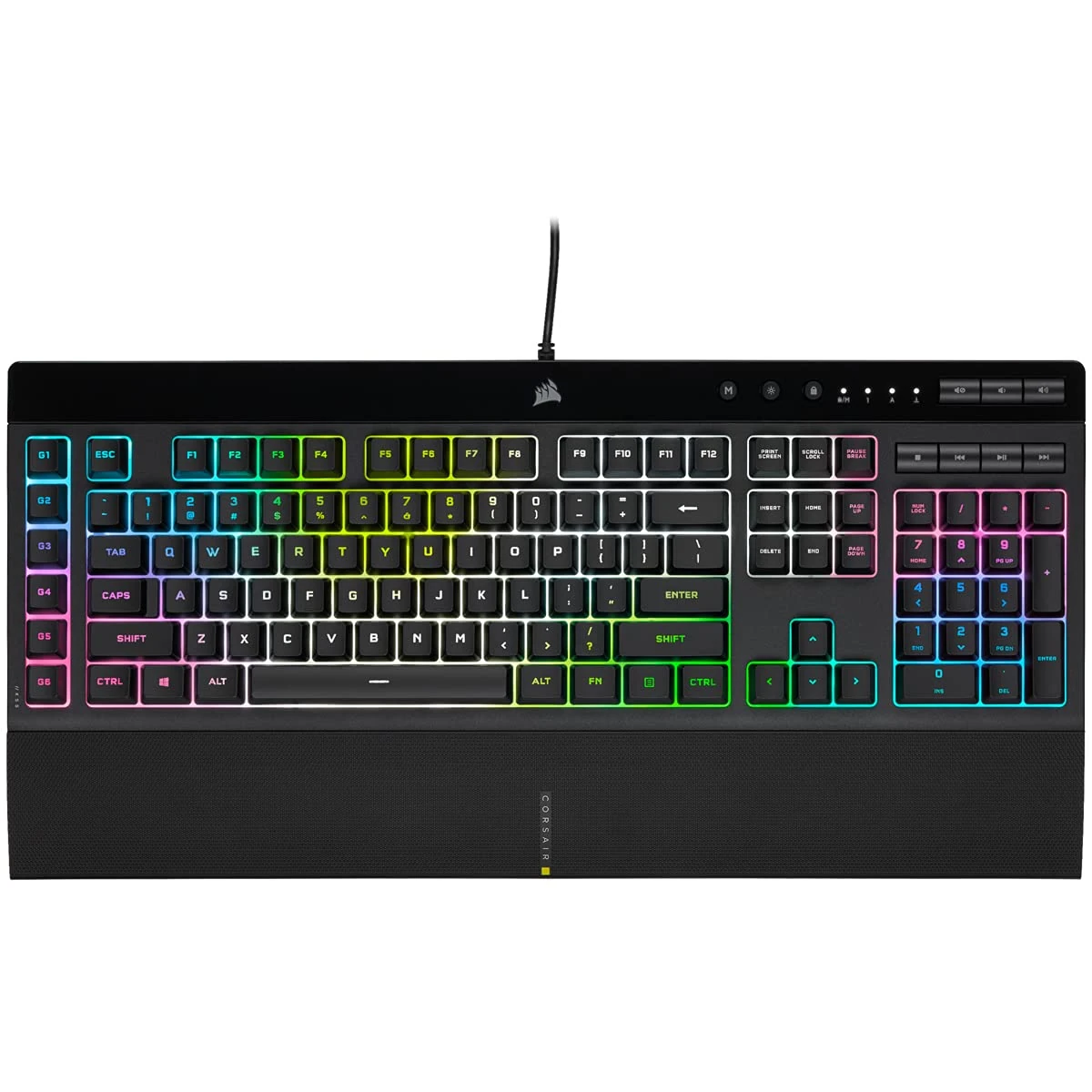 Corsair K55 RGB PRO XT Wired Membrane Keyboard - IP42 Dust and Splash Proof - 6 Macro Keys with Elgato Integration - iCUE Compatible - QWERTZ DE - PC, Mac, Xbox - Black