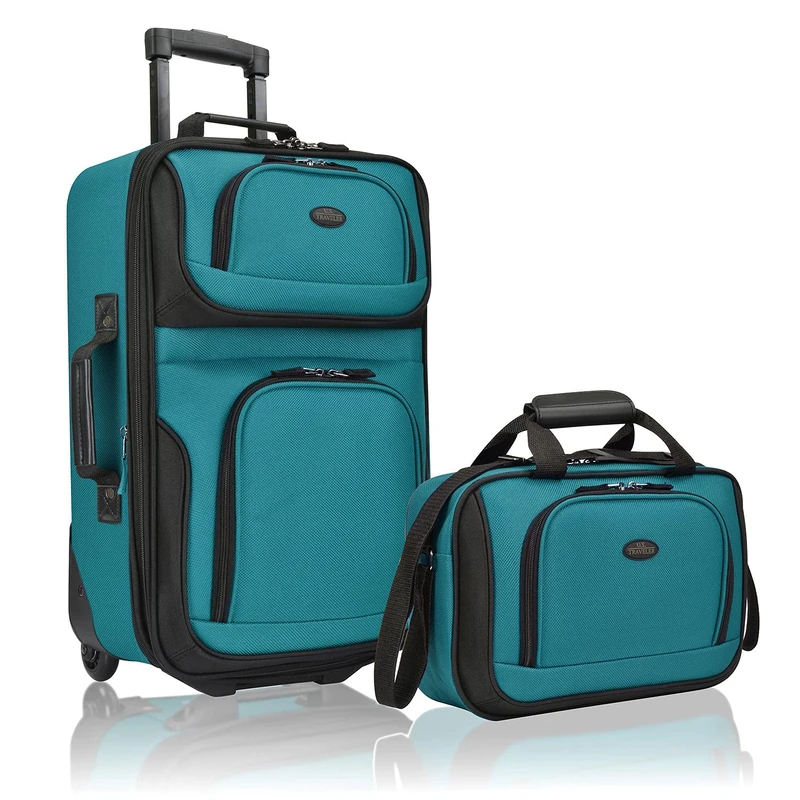 U.S. Traveler Rio Rugged Fabric Expandable Carry-on Luggage Set, Teal, Set, Rio Lightweight Carry-on Suitcase 20" Softside