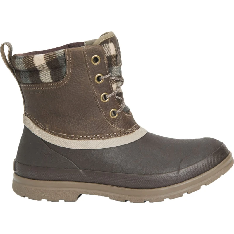 Muck Boots Women's Originals Duck Lace Pull On Leather Waterproof Ankle Boot, Walnut, 3