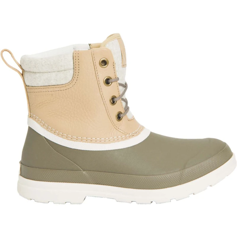 Muck Boots Women's Originals Duck Lace Pull On Leather Waterproof Ankle Boot, Light Brown, 5