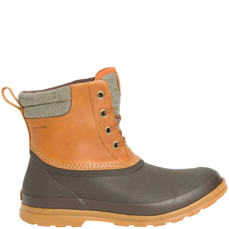Muck Boots Men's Originals Duck Lace Pull On Leather Waterproof Ankle Boot, Dark Brown, 13