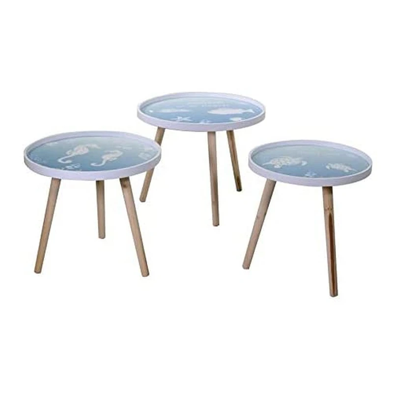 Vacchetti 5125910000 Coffee table, Wood, Linen, Medium, 3 units - Image 1
