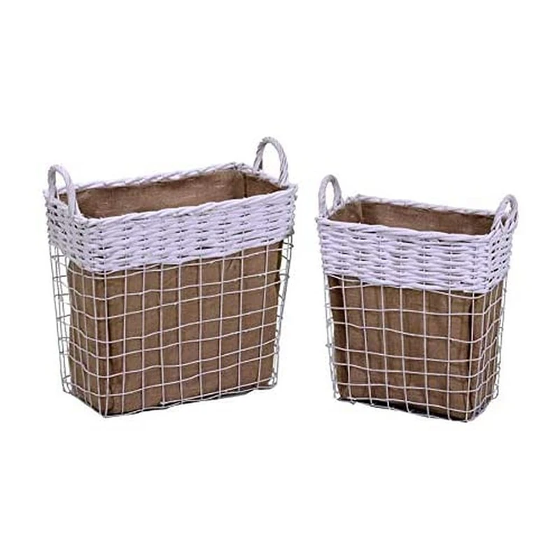 Vacchetti 2316540000 Basket, Wicker, White, Medium, 2 units