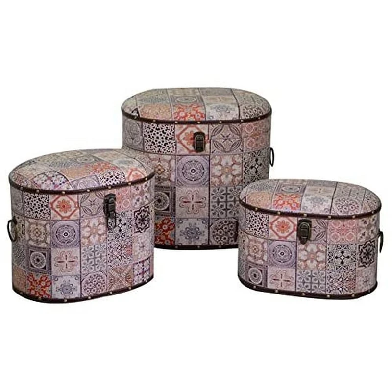 Vacchetti 3813610000 Storage Box Faux Leather Medium Set of 3 Multi-Coloured