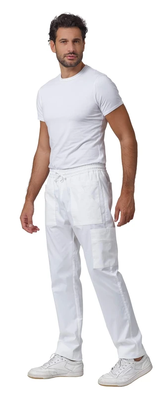 siggi Cruz Trousers, Professional/Sanitary Use, Drawstring and Zipper (White, XL) - Image 1