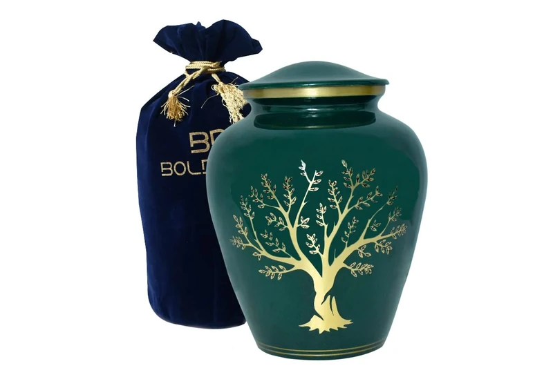 BOLD & DIVINE Tree of Life Printed Cremation Urn | Large | 200 Cubic Inches | Human Ashes Adult Memorial urn, Burial, Funeral Cremation Urn With Velvet Bag