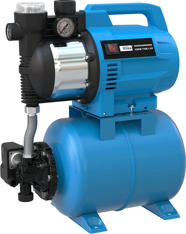 Güde Domestic Water Unit HWW 1100.1 VF (1100 W, Boiler Capacity: 24 litres, Flow Volume: 4600 l/h, Maximum Head 46 m, Suction Height: Max. 8 m, Noryl Impeller, Steel Tank, Pressure Switch, Pressure