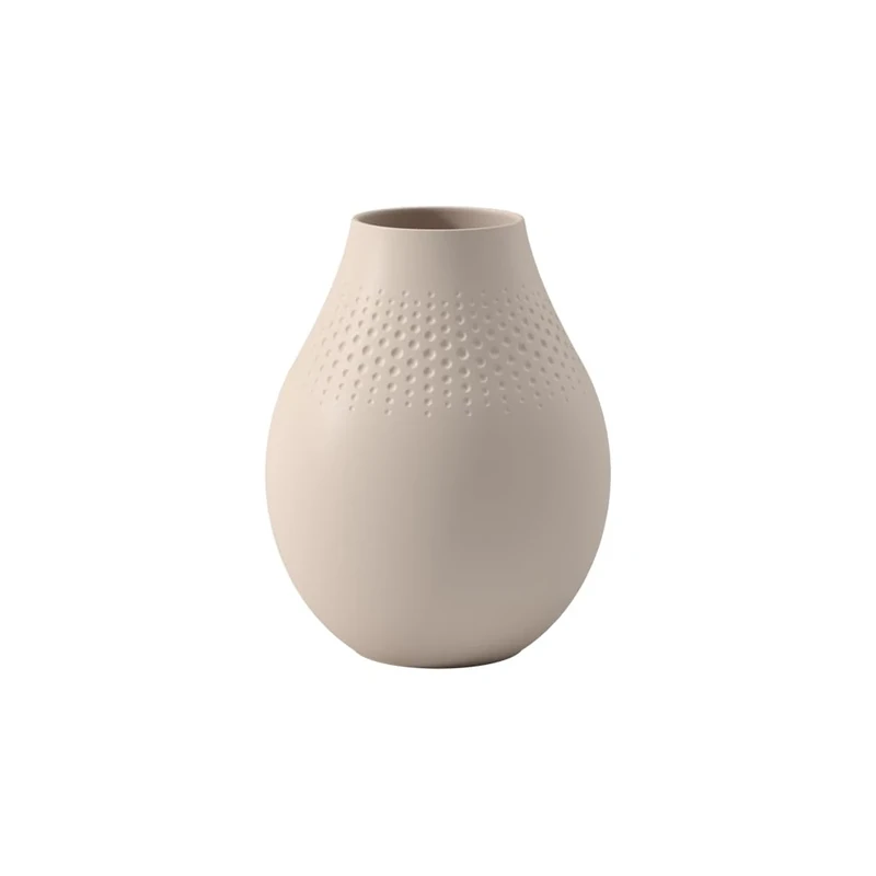 Villeroy & Boch - Manufacture Collier Sand, Tall vase Perle, 20 cm, Premium Porcelain, Beige