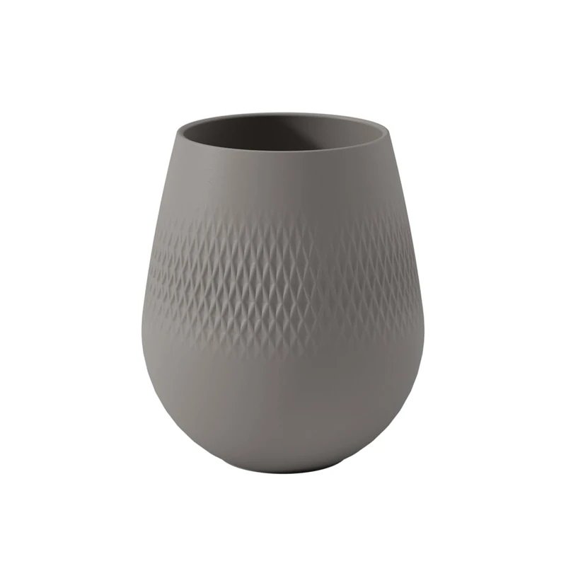 Villeroy & Boch - Manufacture Collier Taupe, Small Vase Carré, 15 cm, Premium Porcelain, Taupe - Image 1