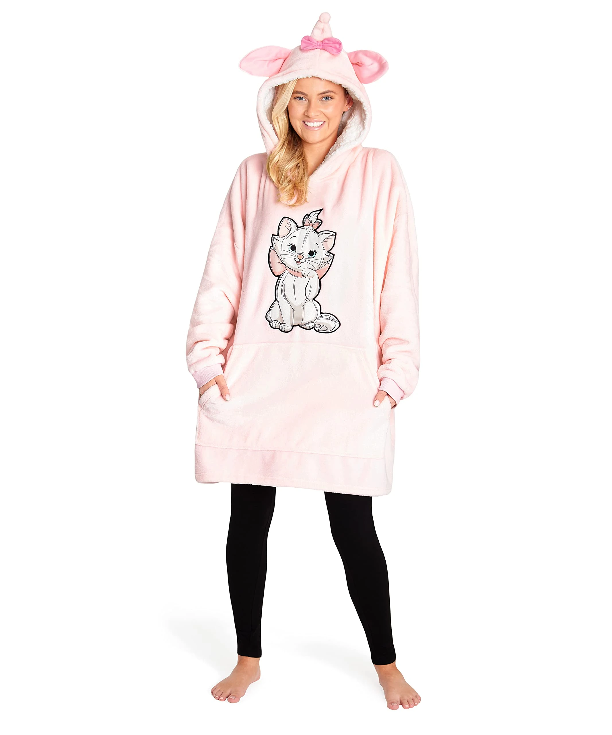 Disney Women's Hoodies, Oversized Blanket Hoodie, Minnie and Mickey Gifts (Pink Marie)