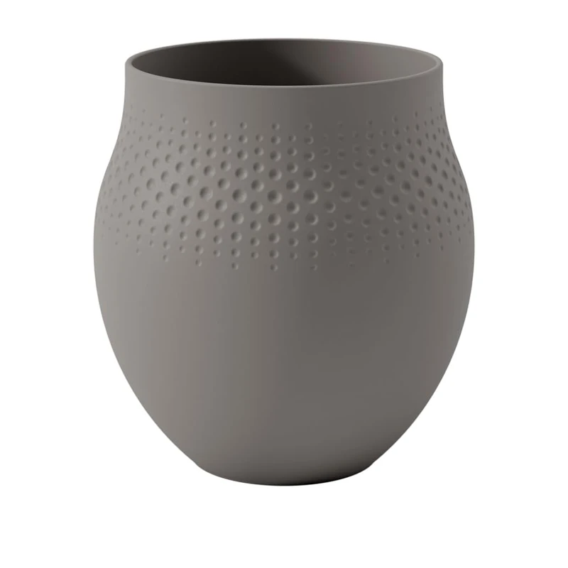 Villeroy & Boch - Manufacture Collier Taupe, Large vase Perle, 18 cm, Premium Porcelain, Taupe