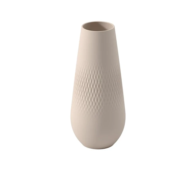 Villeroy & Boch - Manufacture Collier Sand, Tall vase Carré, 26 cm, Premium Porcelain, Beige