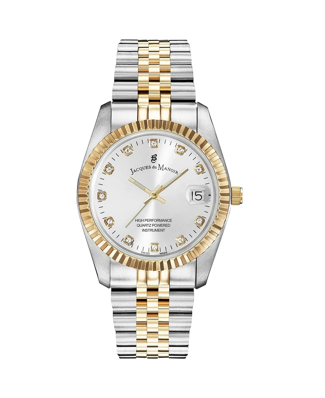 Jacques Du Manoir Ladies Swiss Made Inspiration Silver & Gold Plated Stainless Steel Bracelet Watch