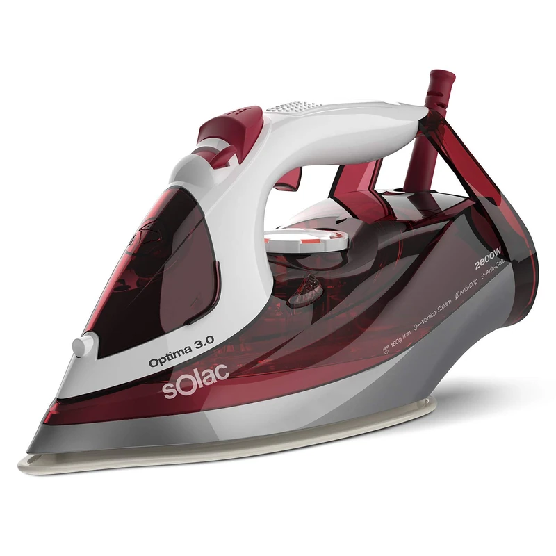 Solac - Optima 3.0 Steam Iron | 2800 W | Steam Boost 180 g/min | Continuous Steam 40 g/min | Ceramic Sole | Precision Tip | Double Anti-limescale System | Self-Cleaning Function | Anti-Drip System