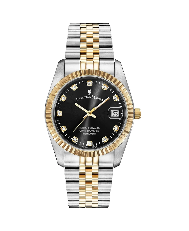 Jacques Du Manoir Ladies Swiss Made Inspiration Silver & Gold Plated Stainless Steel Bracelet Watch