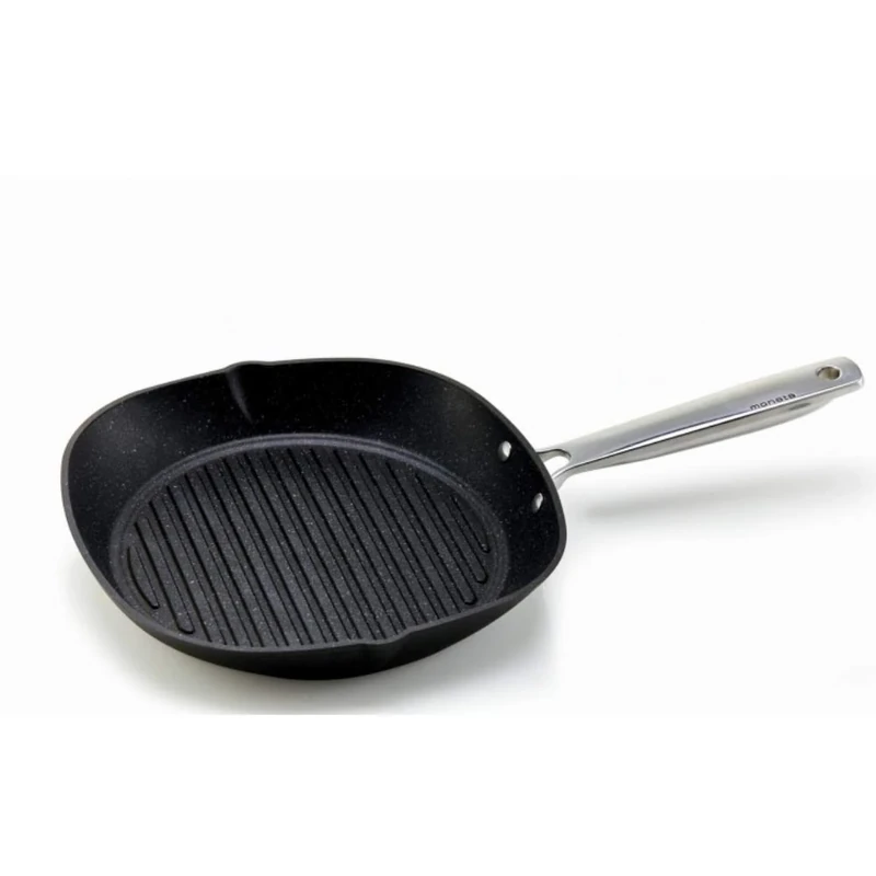 Moneta Armonia Grill, Induction Grill Pan Non-Stick and Anti-Scratch Coating, Griddle Suitable for All Stovetops, 28 x 28 cm