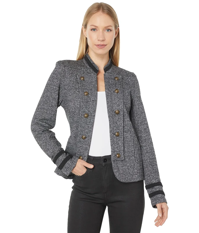 Tommy Hilfiger Women's Open Front Band Jacket Casual Blazer, Black Multi, XL