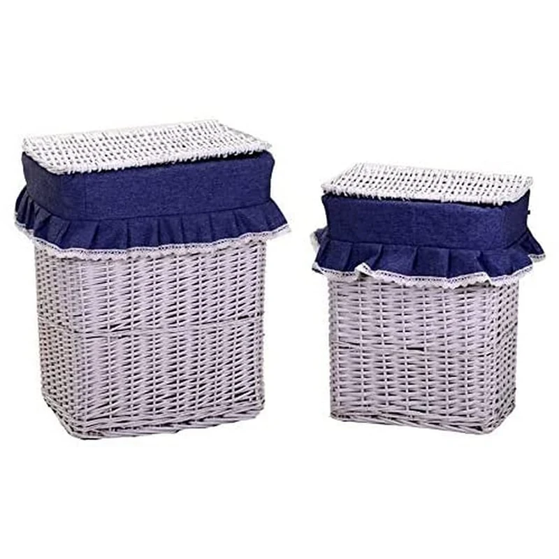 Vacchetti Giuseppe Basket, wicker, White Blue, Medio