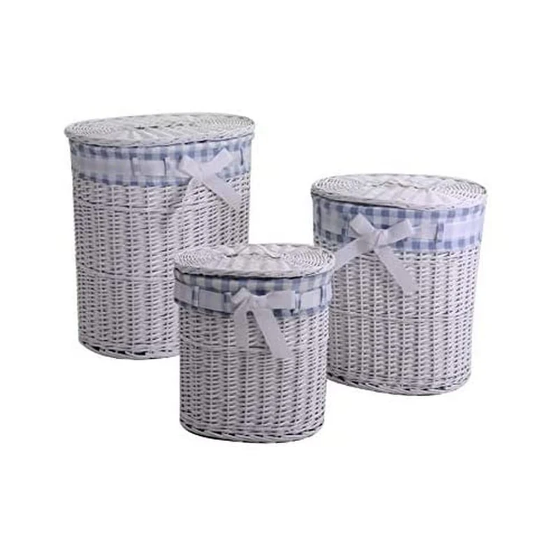 Vacchetti 1920320000 Basket, Wickers, White Blue, Medium, 3 units