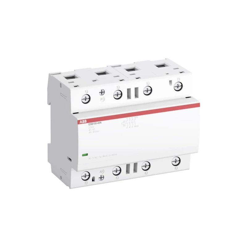 ABB Protecta Plus ESB100-40N-06 Installation Contactor • 100 A Rated Current • 4 NO 4-Pole Modular Contactor • 230 V Control Voltage • DIN Rail Mount 108 mm Width • 1SAE661111R0640