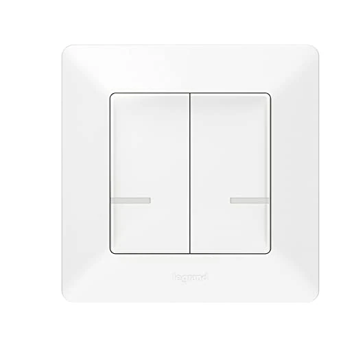 Legrand, Valena Life with Netatmo Wireless Wall Transmitter Light, 2 Rocker Switches, for Wireless Light Switches/Sockets, Local Control or via app or voice assistant (Alexa, Siri, ..), incl. Battery, 752187