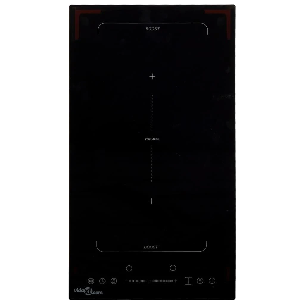 vidaXL Built-in Flexizone Induction Hob with 2 Burners, Touch Control, Auto Pan Detection, Individual Timer, Child Safety Lock, Heat Resistant Glass, Black