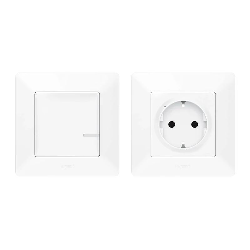 Legrand, Valena Life with Netatmo 752154 Pre-Configured Wireless Socket (3680 W) + Wireless Wall Transmitter, LED Indicator for Battery Status, Extension of Standard Installation
