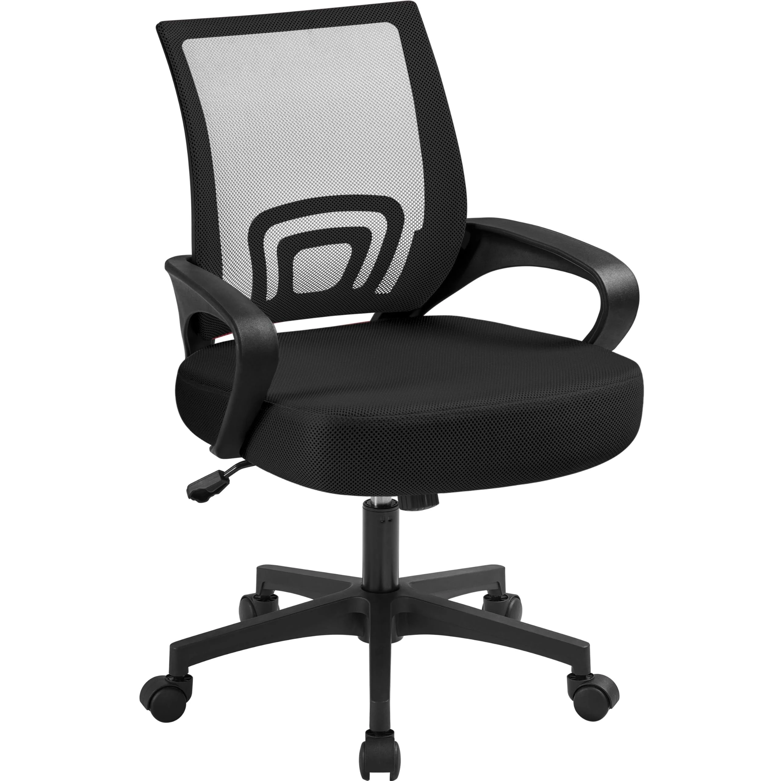 Yaheetech Modern Ergonomic Office Chair Adjustable Swivel Mesh Computer Chair with Back Support Arms and Wheels for Home Work and Students Study Black