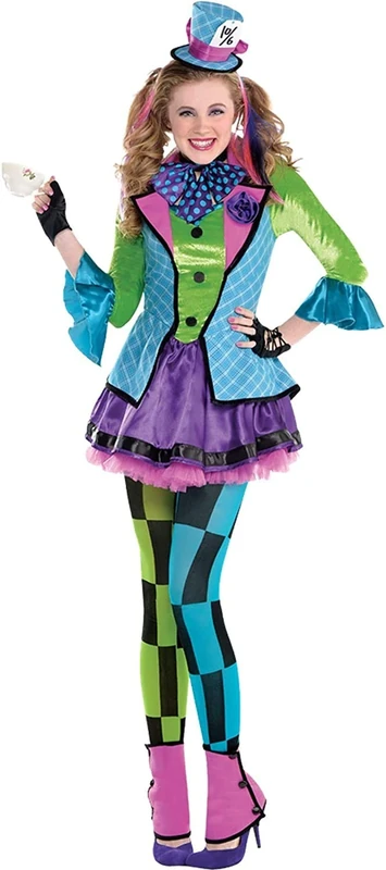 ** Fee Check - DONE ** (PKT) (Fix 25/25) (845580-55) Child Girls Sassy Mad Hatter Costume (8-10yr)