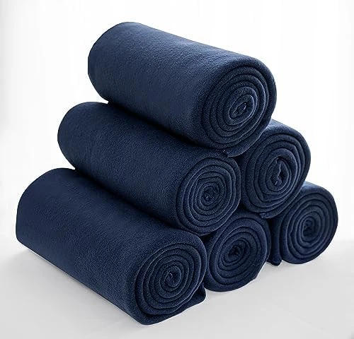 Special SG Glory Fleece Throw Blankets Bulk Fleece Blankets Solid Wholesale Lightweight Warm Soft for Pet Bed Sofa Couch Office Wedding Gifts Travel Seasons (Navy, Pack of 6-50x60 Inches)