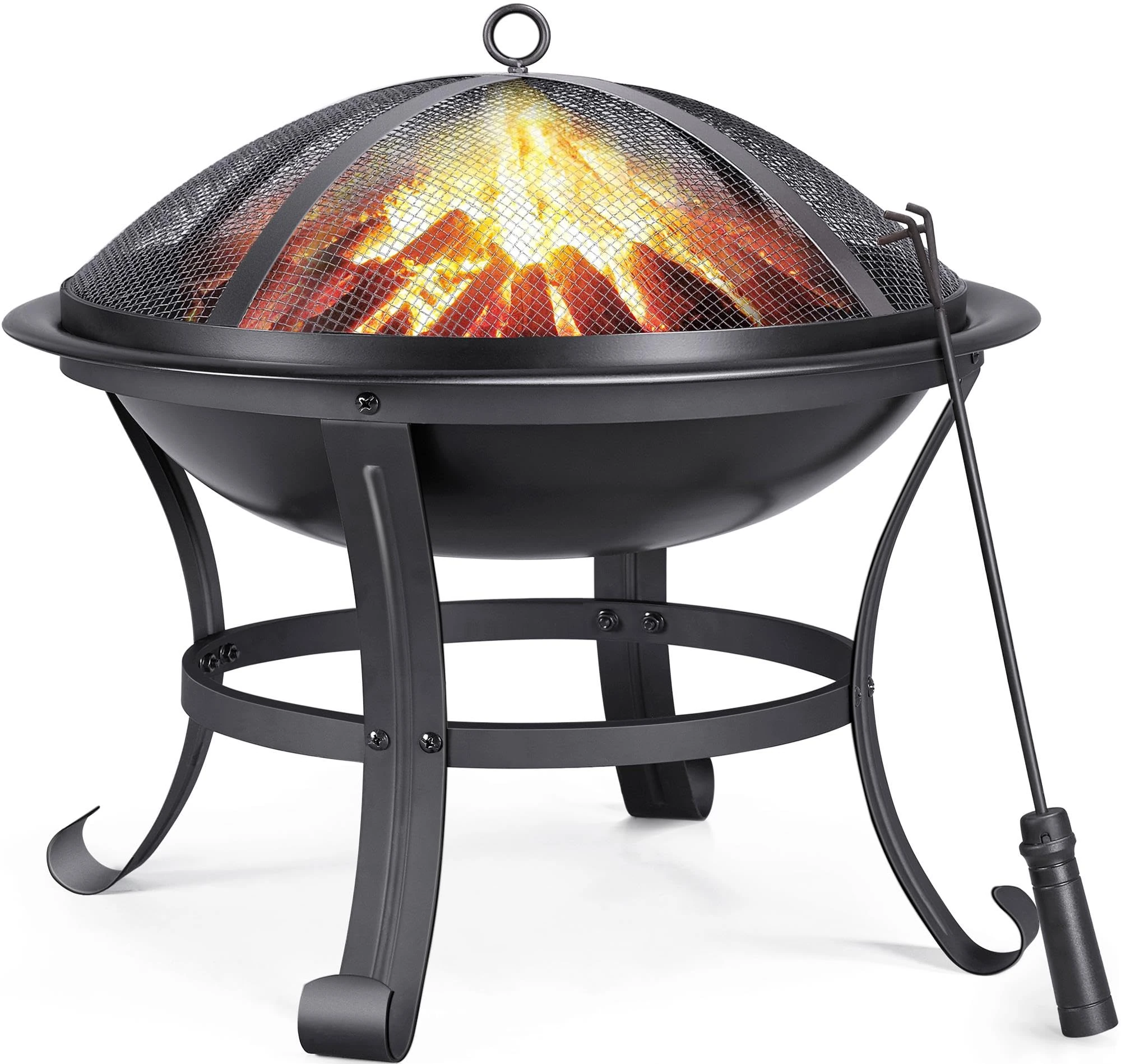 Yaheetech Outdoor Fire Pit for Garden, Round Firepit Patio Heater for Camping Bonfire, Portable Fire Pit Steel Metal Bowl Wood Burning Firepits for Garden/Backyard
