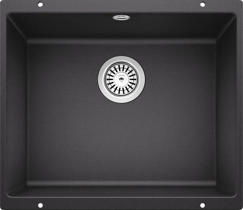 BLANCO ROTAN 500-U | SILGRANIT Sink in Anthracite | Installation Type: undermount Installation | for 60 cm Wide Base cabinets | Spacious Bowl Volume | Easy-Care Surface | [53x46x20.2 cm]